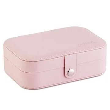 A&A Jewelry Travel Organizer Box - Multifunctional Mini Portable Jewelry Storage Case Pink