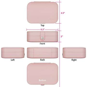 A&A Jewelry Travel Organizer Box - Multifunctional Mini Portable Jewelry Storage Case Pink