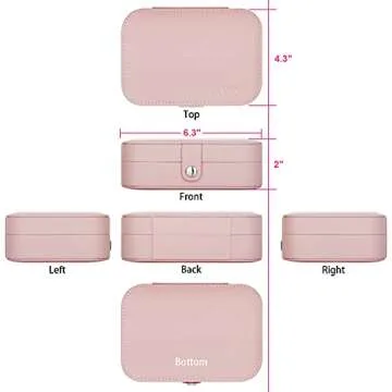 A&A Jewelry Travel Organizer Box - Multifunctional Mini Portable Jewelry Storage Case Pink