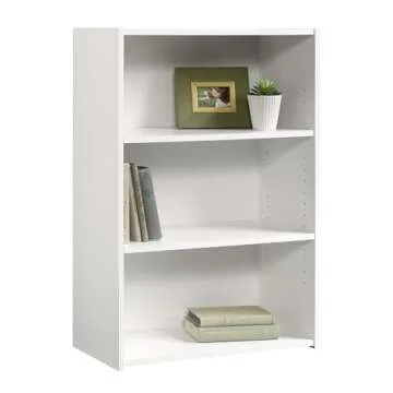 Sauder Beginnings 3-Shelf Bookcase, Bookshelf with Adjustable Storage Shelves, L: 24.57" x W: 11.5" x H: 35.28", Soft White