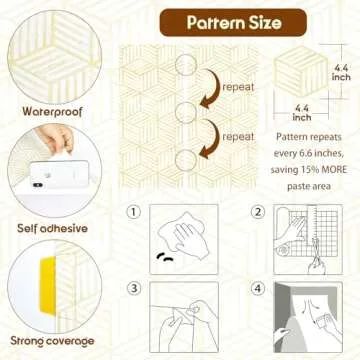 Fititem Geometric Peel and Stick Wallpaper Boho Contact Paper for Cabinets Modern Hexagon Stripe Contact Paper Removable Self Adhesive Waterproof Wallpaper for Bedroom Bathroom Shelves 17.3inW 197inL