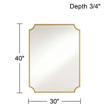 Noble Park Jacinda Rectangular Vanity Decorative Wall Mirror Modern Beveled Rounded Cut Edge Antique Gold Wood Frame 30" Wide for Bathroom Bedroom Living Room Home Office Entryway House
