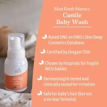 Earth Mama Sweet Orange Baby Liquid Wash Foaming Hand Soap, Organic All Purpose Body Wash for Sensitive Skin, Castile Soap with Coconut Oil, Shea Butter, Calendula, & Aloe, (Packaging May Vary)