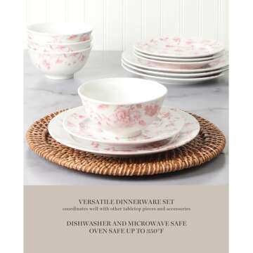 Martha Stewart Empress Bouquet 12 Piece Dinnerware Set