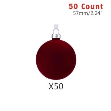 Luxurious Velvet 50ct Christmas Ornaments in Burgundy