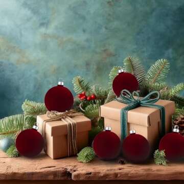 Luxurious Velvet 50ct Christmas Ornaments in Burgundy