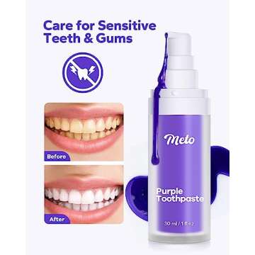 KMEIVOL Meto Purple Toothpaste for Teeth Whitening (1 Fl Oz), Teeth Whitening Gel, Purple Toothpaste, Color Corrector Purple Toothpaste, Whitening Toothpaste for Tooth Stain Removal