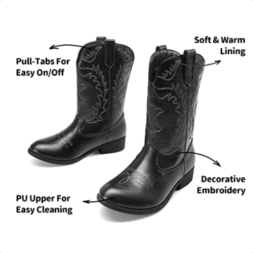 DREAM PAIRS Girls Cowboy Boots - Stylish & Comfy