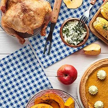 Blue and White Gingham Disposable Napkins for Parties