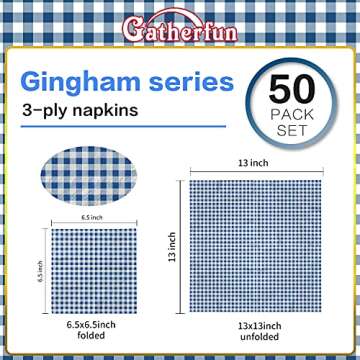 Blue and White Gingham Disposable Napkins for Parties
