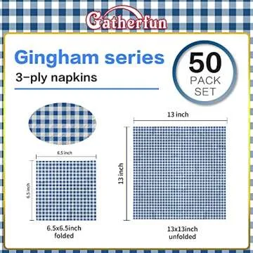 Blue and White Gingham Disposable Napkins for Parties