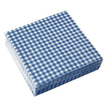 Blue and White Gingham Disposable Napkins for Parties