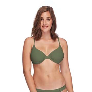 Body Glove Women's Standard Smoothies Solo Solid Underwire D, DD, E, F Cup Bikini Top Swimsuit, Cactus, D