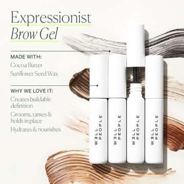 Well People Expressionist Brow Gel, Conditioning Gel For Thickening & Filling In Brows, Creates Fuller-looking Brows, Vegan & Cruelty-free, Brown