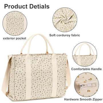 Stylish Canvas Laptop Tote Bag for Women - 15.6 inch