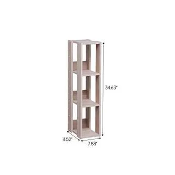 IRIS USA, Inc. Rack 3-Shelf Open Wood Shelving Unit, Slim, Light Brown