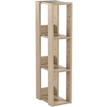 IRIS USA, Inc. Rack 3-Shelf Open Wood Shelving Unit, Slim, Light Brown