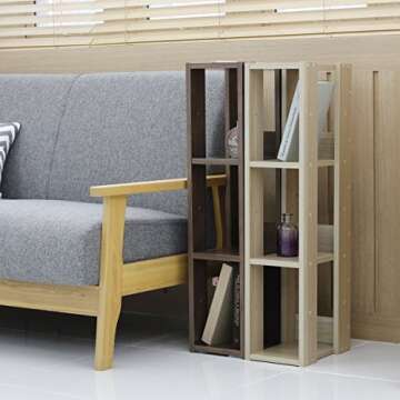 IRIS USA, Inc. Rack 3-Shelf Open Wood Shelving Unit, Slim, Light Brown