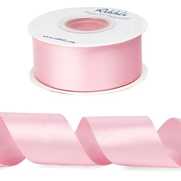 Ribbli Light Pink Double Faced Satin Ribbon,1-1/2” x Continuous 25 Yards,Use for Bows Bouquet,Gift...