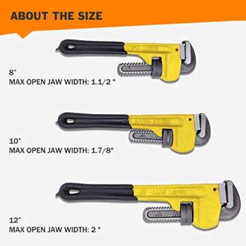 KOTTO Heavy Duty Adjustable Pipe Wrench Set, Wrench Tool Set/Tool Box, Hand tools for Plumbing, 3 Pa...