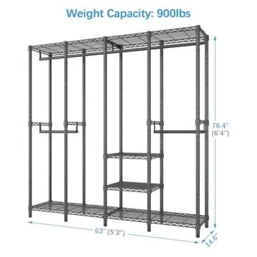 VIPEK V40 Medium Garment Rack Heavy Duty Clothes Rack for Hanging Clothes, Multi-Functional Bedroom Clothing Rack Freestanding Closet Portable Closet Wardrobe, Max Load 900lbs, Black