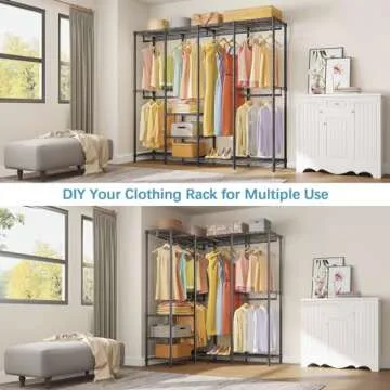 VIPEK V40 Medium Garment Rack Heavy Duty Clothes Rack for Hanging Clothes, Multi-Functional Bedroom Clothing Rack Freestanding Closet Portable Closet Wardrobe, Max Load 900lbs, Black