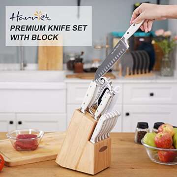 Kitchen Knives Set, Harriet 14-Piece Knife Block Set with Multifunctional Kitchen Shear and Sharpeni...