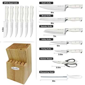 Kitchen Knives Set, Harriet 14-Piece Knife Block Set with Multifunctional Kitchen Shear and Sharpening Steel, High-Carbon Stainless Steel Chef Knife Set, Classic Forged Triple Rivet