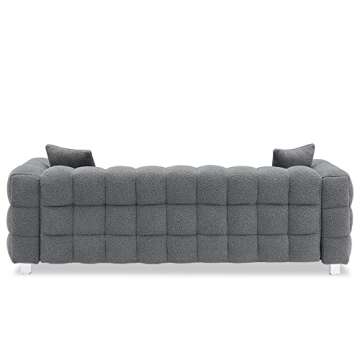 Dolonm Modern 80" Sofa Couch with Metal Legs in Grey-Teddy
