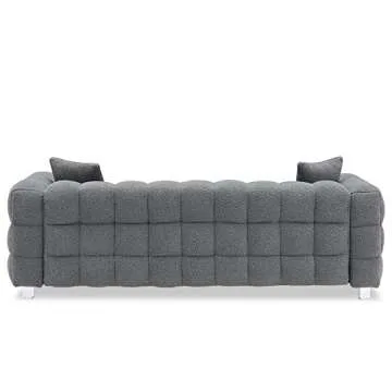 Dolonm Modern 80" Sofa Couch with Metal Legs in Grey-Teddy