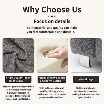 Dolonm Modern 80" Sofa Couch with Metal Legs in Grey-Teddy