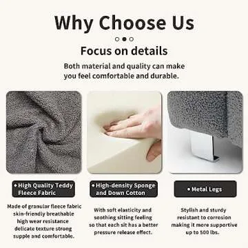 Dolonm Modern 80" Sofa Couch with Metal Legs in Grey-Teddy