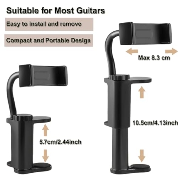 Chasefun Guitar Phone Holder - Adjustable Mount for Guitars, Ukuleles & Basses