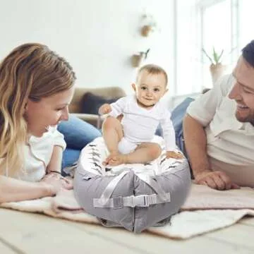 JOCUTE Baby Lounger for Newborn Cover - Newborn Lounger for 0-12 Months, Breathable & Portable Infant Lounger - Adjustable Cotton Soft Baby Floor Seat for Travel, Newborn Essentials- Star