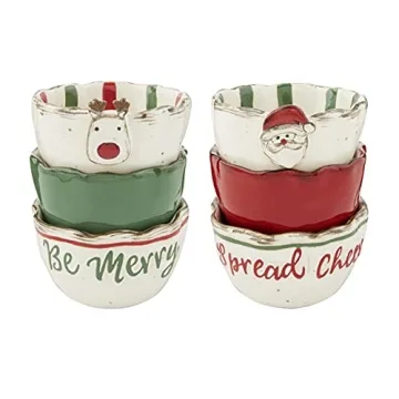 Mud Pie, Reindeer, 2" x 3" dia Christmas Farmhouse Mini Dip Cup Set