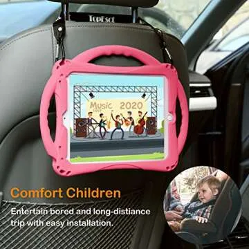 TopEsct Silicone Case for iPad Air 2/Pro 9.7, Pink Shockproof Handle Stand Cover & Tempered Glass Screen Protector, Kid Friendly, Child Proof Protection