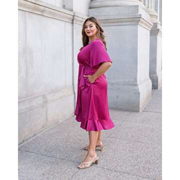 The Drop Women's Orchid Faux Wrap Short Sleeve Midi Dress by @caralynmirand, XXL, Plus Size