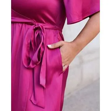 The Drop Women's Orchid Faux Wrap Short Sleeve Midi Dress by @caralynmirand, XXL, Plus Size