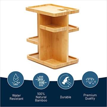 RoyalHouse Bamboo 360 Degree Rotating 12 inches Makeup Organizer, Display Cosmetic Organizer, Multi-...