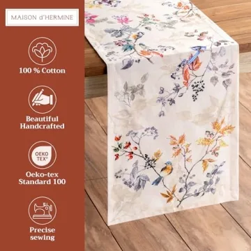 Maison d'Hermine Table Runner 100% Cotton 72 inch for Thanksgiving & Christmas Decorations