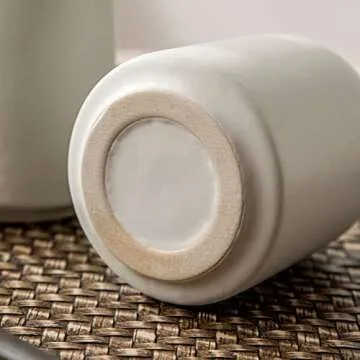 ONBUYONE-Ceramic Small Vases Set of 3, White Vases for Home Decor, Modern Farmhouse Decor, Living Room Table Decor,Shelf Decor, Bookshelf, Mantel and Entryway Decor.