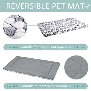 VANKEAN Dog Crate Pad Bed Mat Reversible (Cool & Warm), Sleeping Mat Dog Bed for Crate for Small Dogs and Cats, Machine Washable Crate Beds, Grey