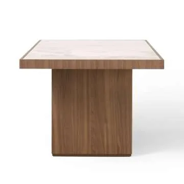 Limari Home Bakus Collection Modern Veneer Finished Dining Table with 3-D Painted Tempered Glass Top, Walnut