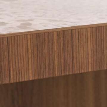 Limari Home Bakus Collection Modern Veneer Finished Dining Table with 3-D Painted Tempered Glass Top, Walnut