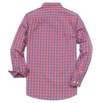 Dubinik® Mens Button Down Long Sleeve Shirts 100% Cotton Plaid Casual Shirt with Pocket