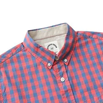 Dubinik® Mens Button Down Long Sleeve Shirts 100% Cotton Plaid Casual Shirt with Pocket