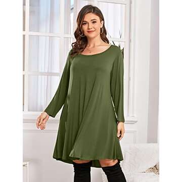 BELAROI Womens Plus Size 3/4 Sleeve Fall Dress