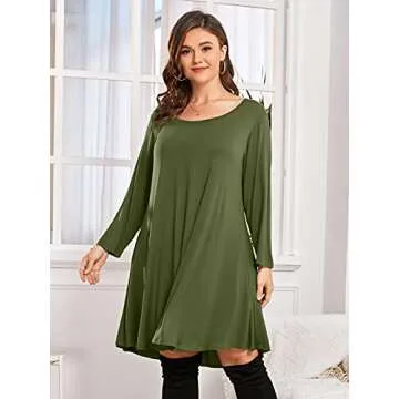 BELAROI Womens Plus Size 3/4 Sleeve Fall Dress