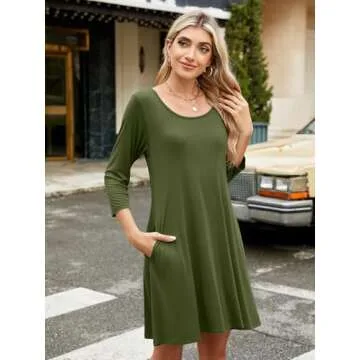 BELAROI Womens Plus Size 3/4 Sleeve Fall Dress