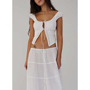 Women Lace Trim V Neck Cami Sleeveless Spaghetti Strap Tanks Vintage Patchwork Slim Fit Camisole Elegant Crop Top Medium